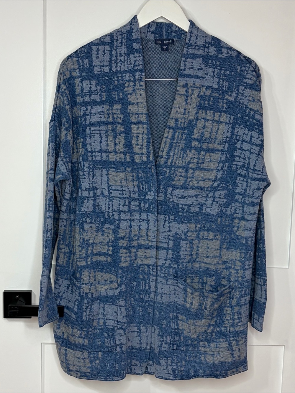 Pure Jill J.Jill Indigo Abstract Knit Cardigan XS Cotton Blue Boho